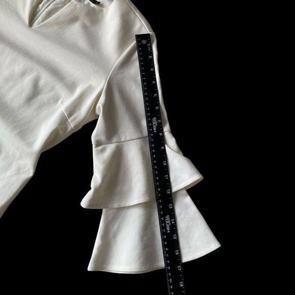 J. McLaughlin Shift Dress V Neck Bell Ruffled Sleeve Off White Size Small - Picture 11 of 14